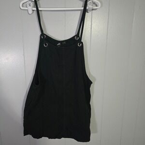 Volcom Denim Overall Romper Womens Medium Black Adjustable Straps Grommet Detail